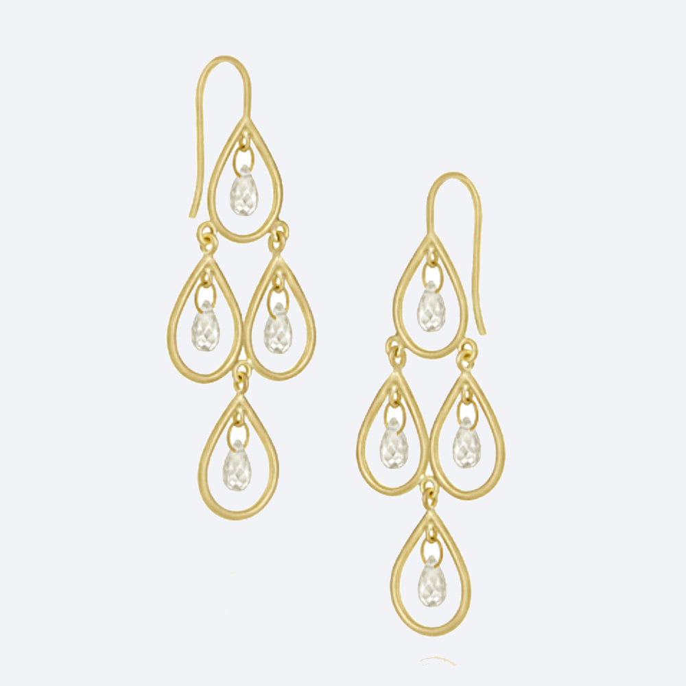 Brinco Gotas Cristal ou Granada 18k