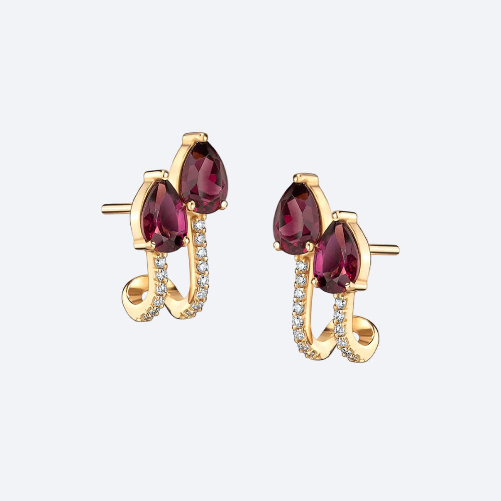 Brinco Gotas Duplo com turmalinas 18k
