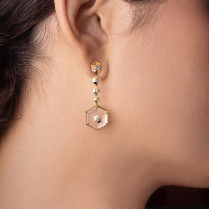 Brinco Hex Degradê Cristal 18k