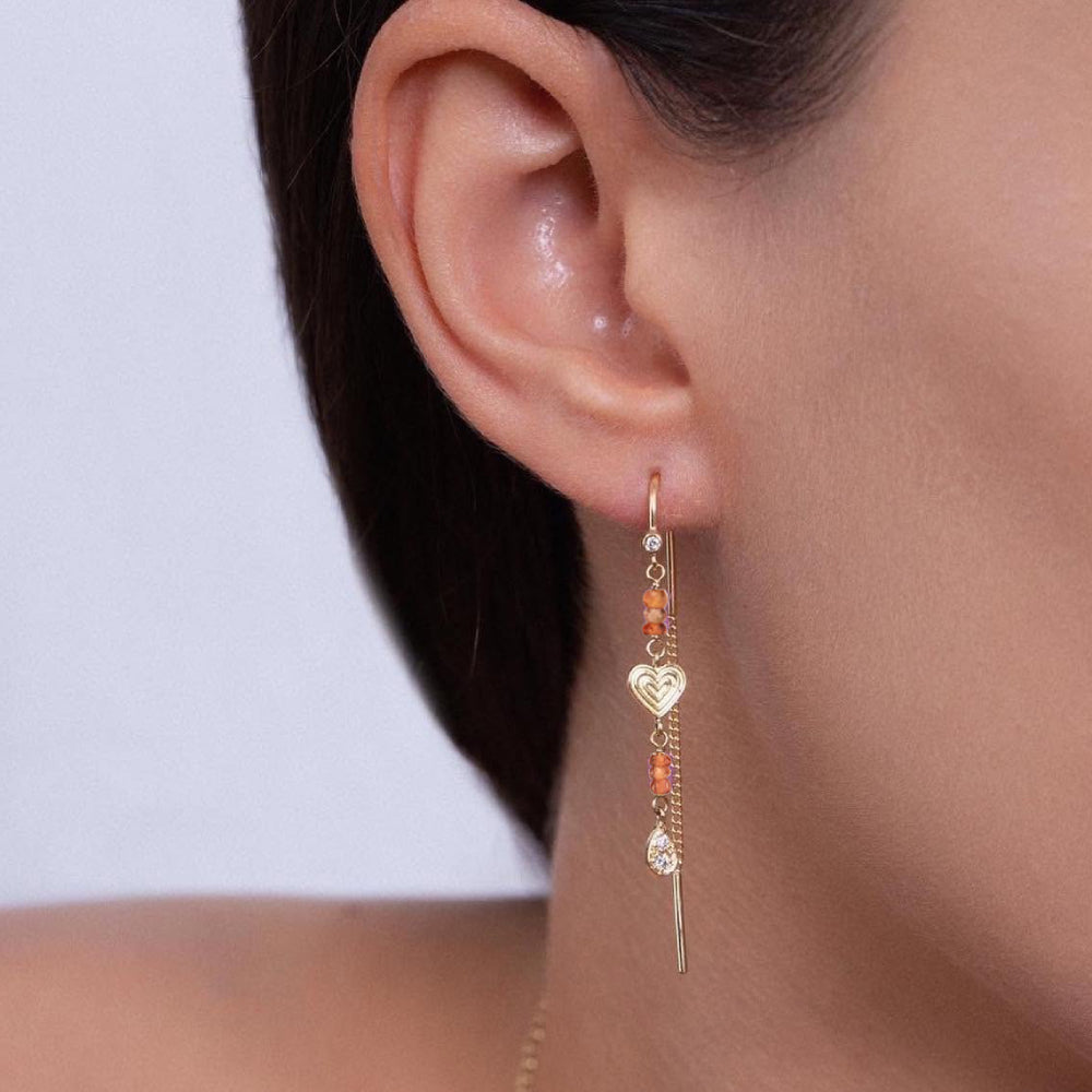 Brinco Paixão Safira Laranja 18k