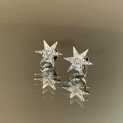 Brinco Piercing Estrela Pavê 18k