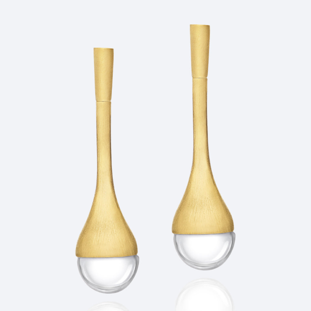 Brinco Pingo D'Água Cristal 18K