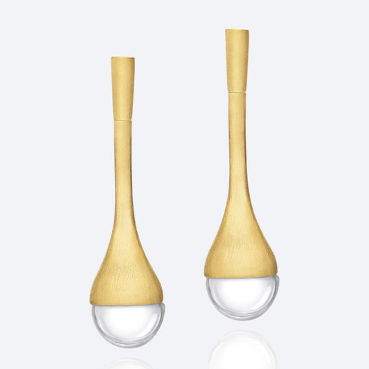 Brinco Pingo D'Água Cristal 18K