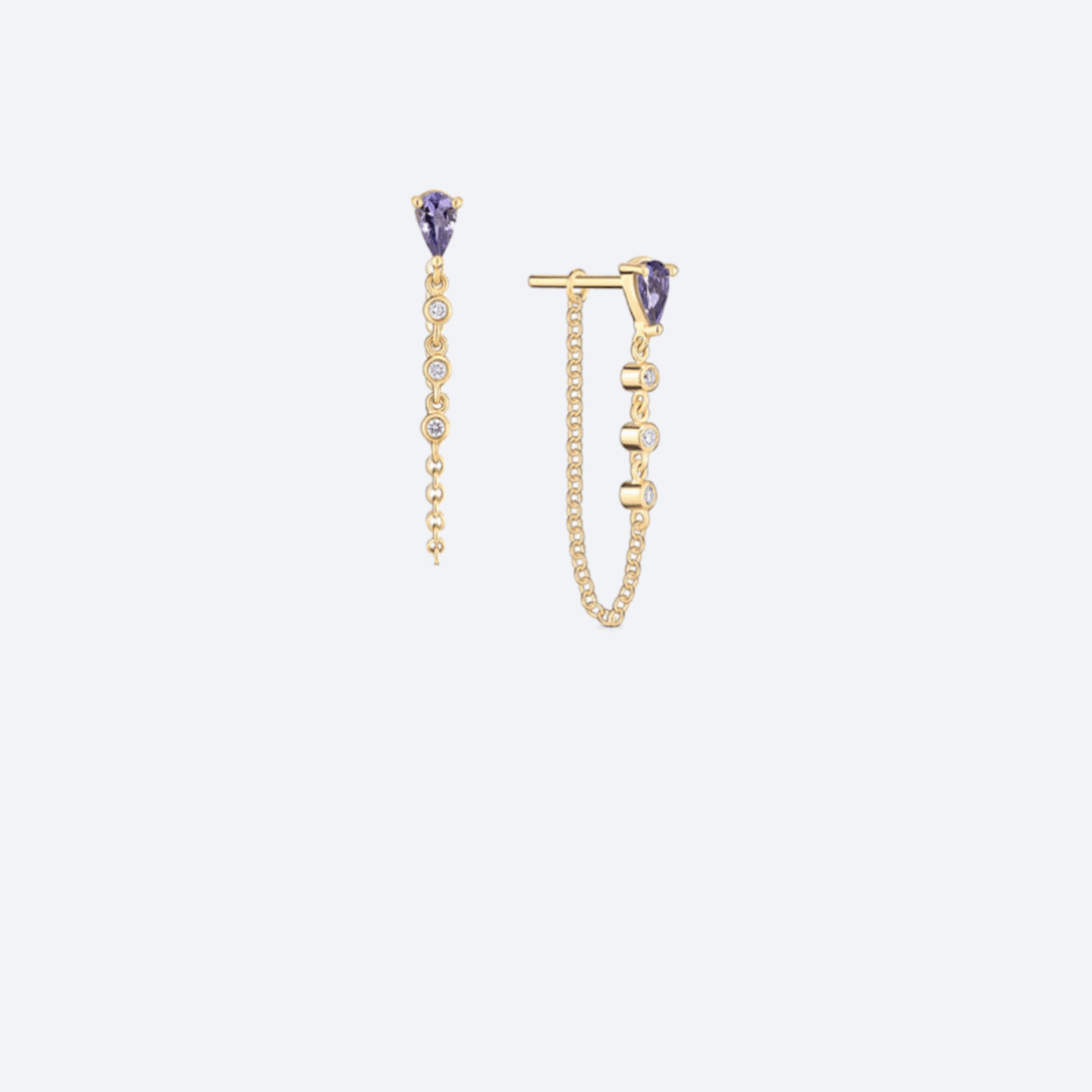 Brinco Gota Fio com Tanzanita 18k