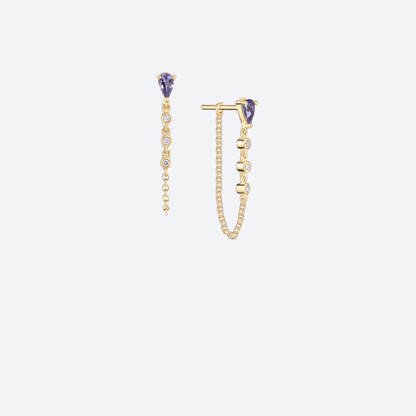 Brinco Gota Fio com Tanzanita 18k