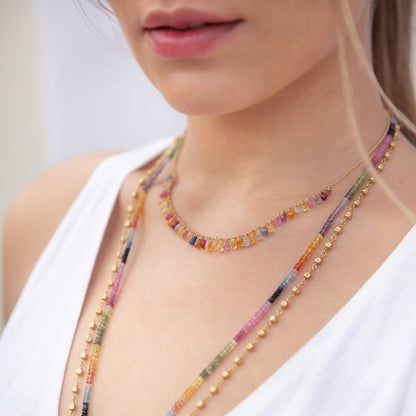 Colar Hanging Safiras Gotas 18k