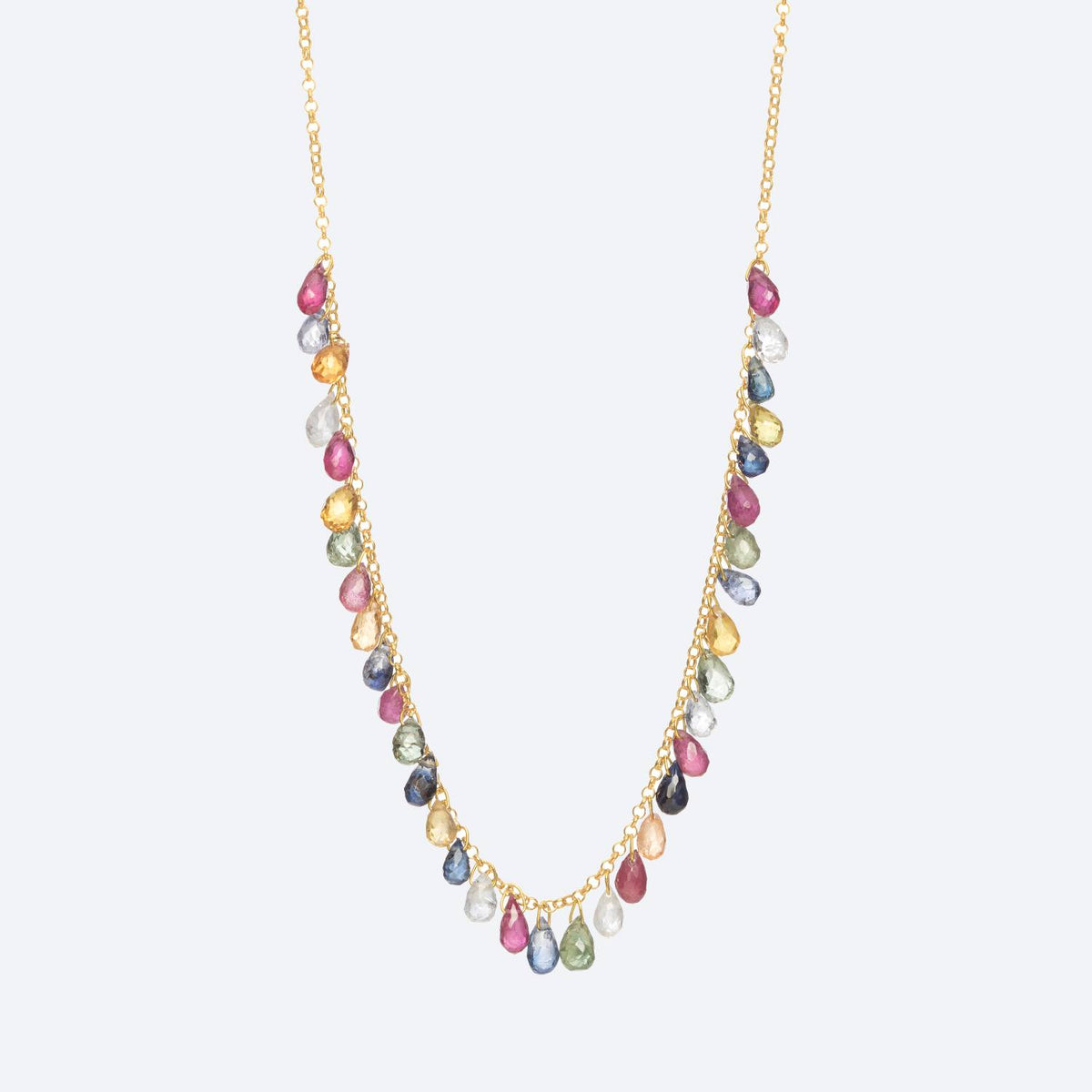 Colar Hanging Safiras Gotas 18k