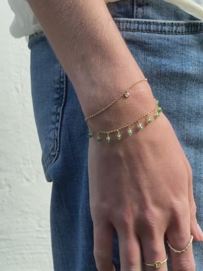 Pulseira Dupla Tsavorita 18k