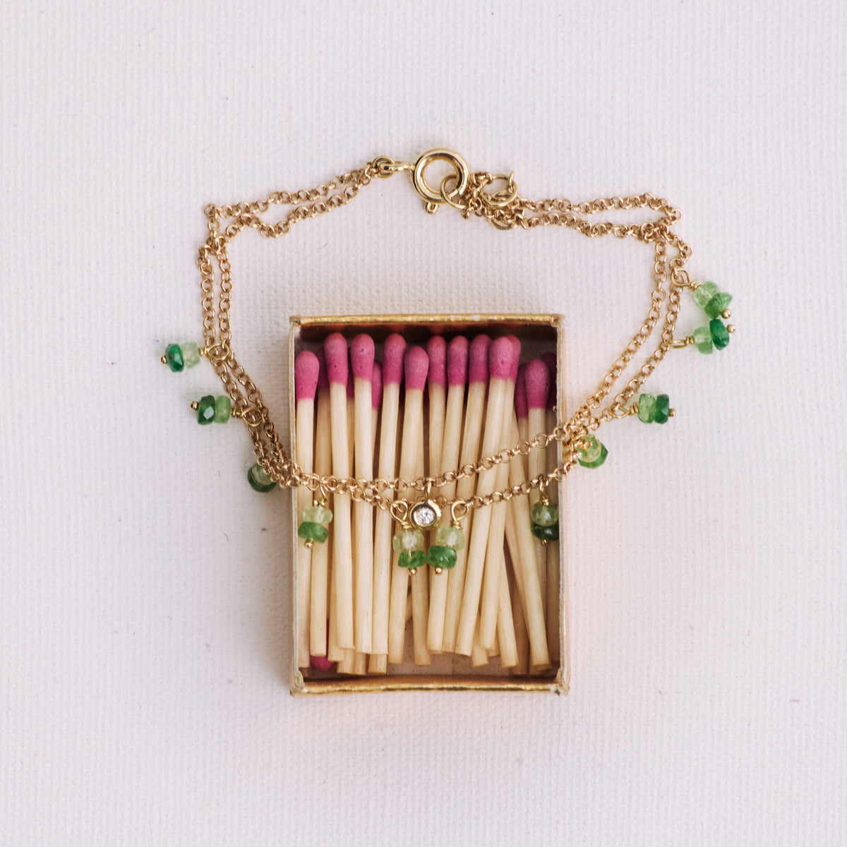 Pulseira Dupla Tsavorita 18k